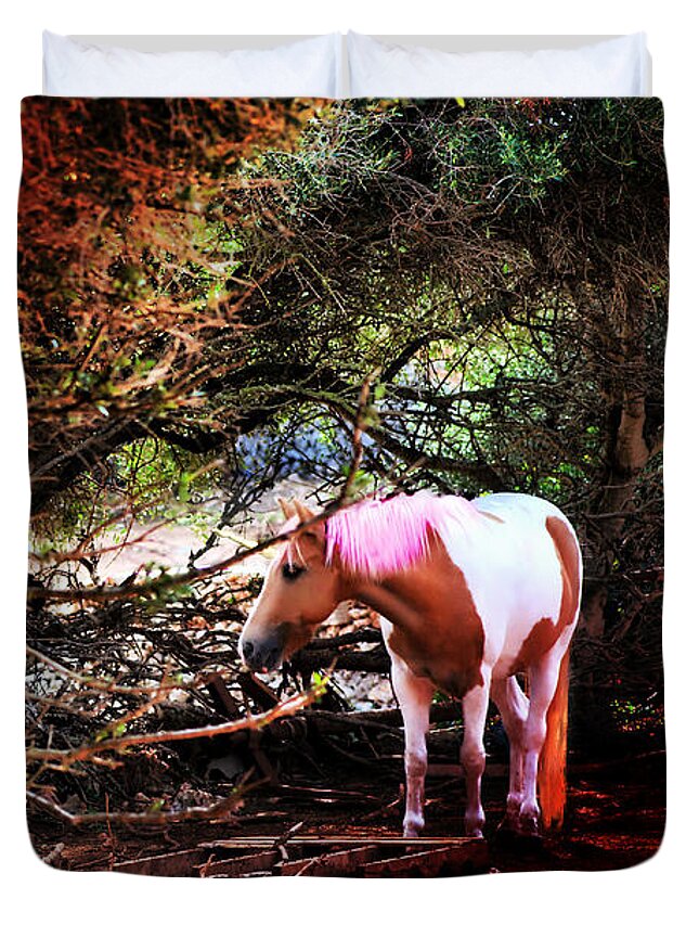 Animal Duvet Cover featuring the photograph The little pink unicorn by pedro cardona by Pedro Cardona Llambias