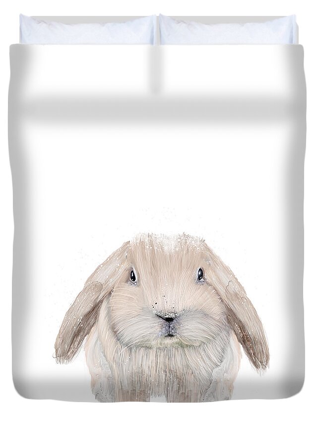 Bunny Duvet Cover featuring the painting The Littlest Bunny by Bri Buckley