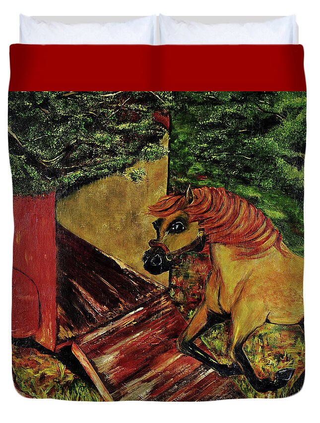 Horses Duvet Cover featuring the painting The Loading by Anitra Handley-Boyt