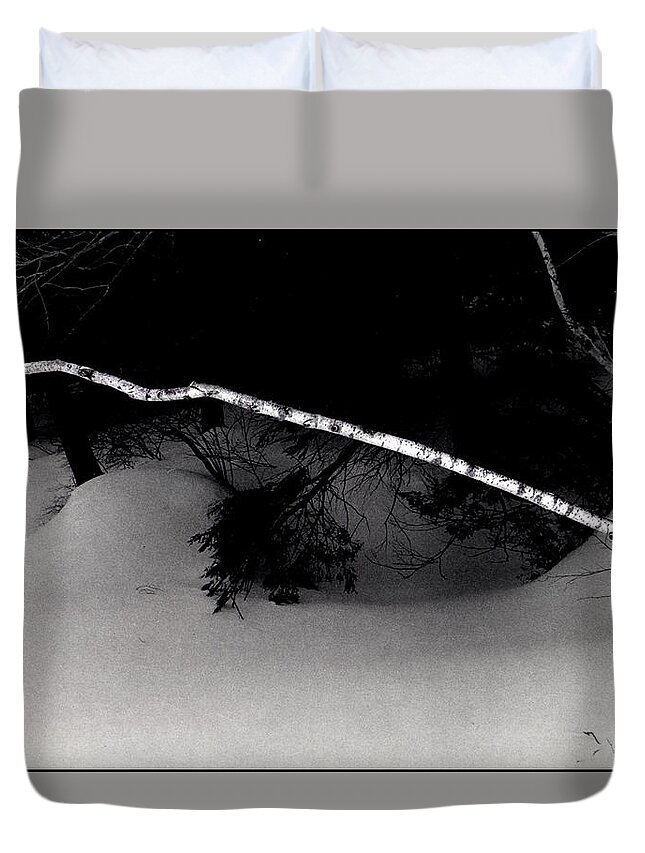 Snow Duvet Cover featuring the photograph The Lone Birch by Wayne King