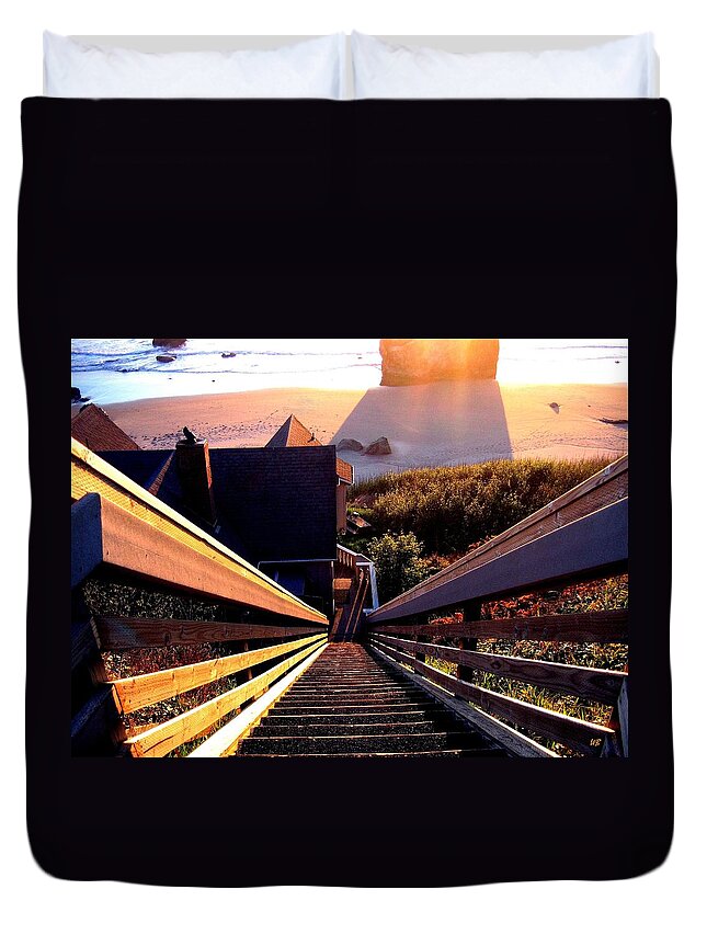 Stairway Duvet Cover featuring the photograph The Long Long Stairway  by Will Borden