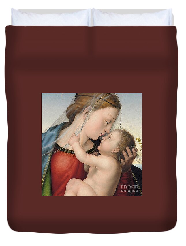 Virgin And Child Duvet Cover featuring the painting The Madonna and Child by Fra Bartolommeo
