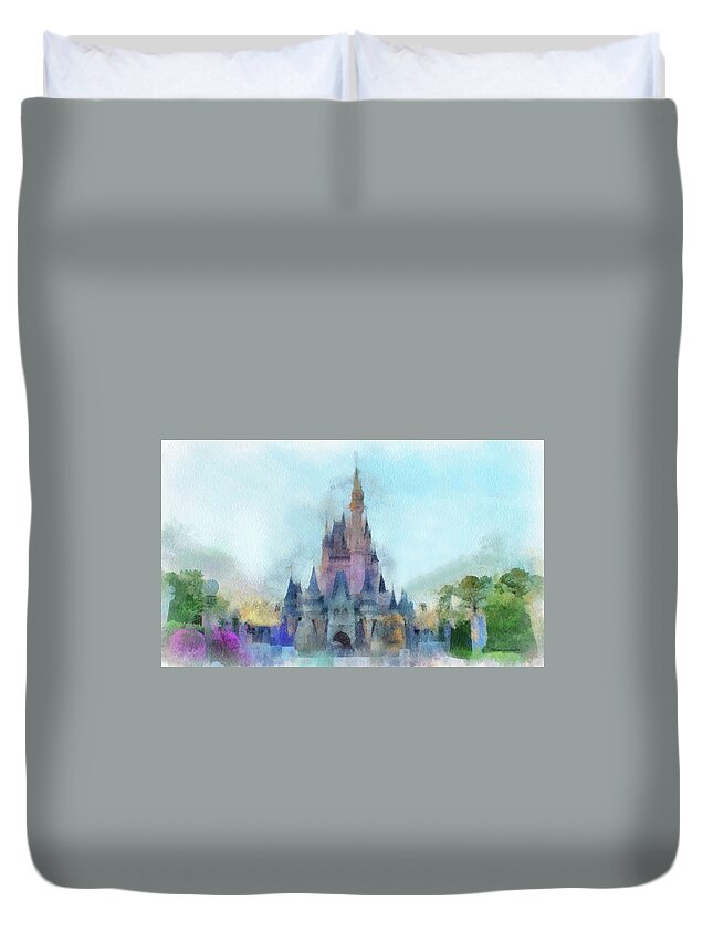 Castle Duvet Cover featuring the photograph The Magic Kingdom Castle WDW 05 Photo Art by Thomas Woolworth