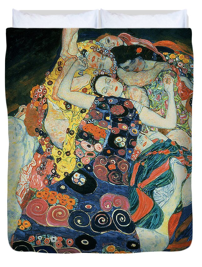 The Maiden Duvet Cover featuring the painting The Maiden by Gustav Klimt
