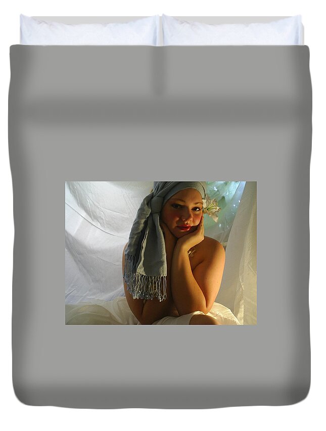 Face Duvet Cover featuring the photograph The Maiden by Scarlett Royale