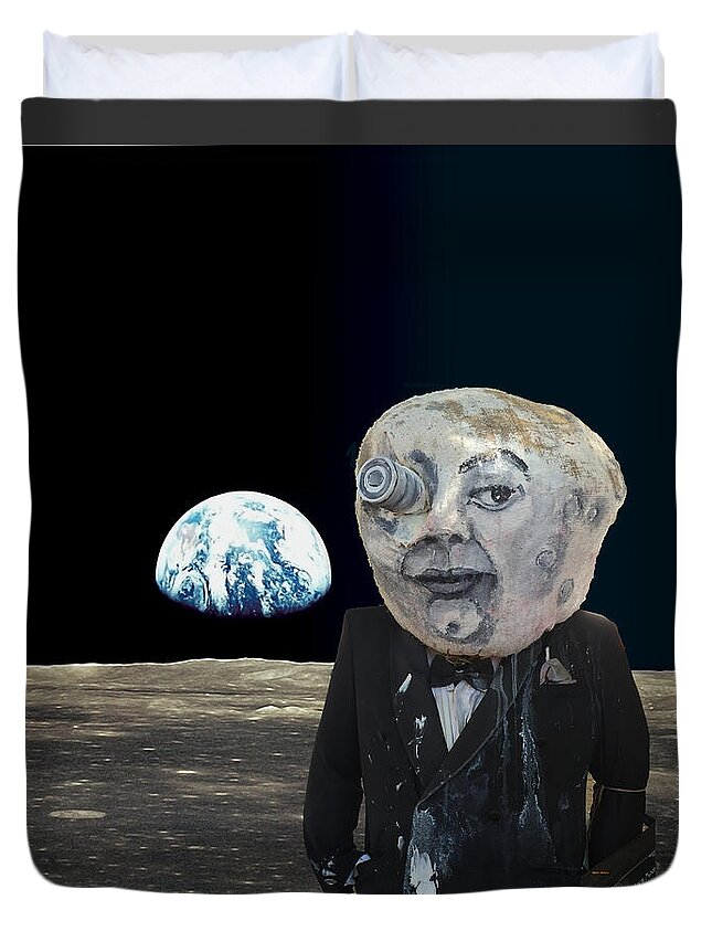 Art Duvet Cover featuring the digital art The Man in the Moon by Rafael Salazar