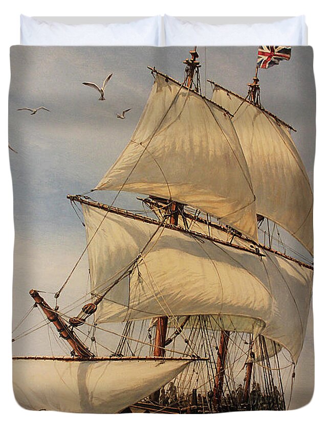Mayflower Duvet Cover featuring the painting The Mayflower by Dan Nance