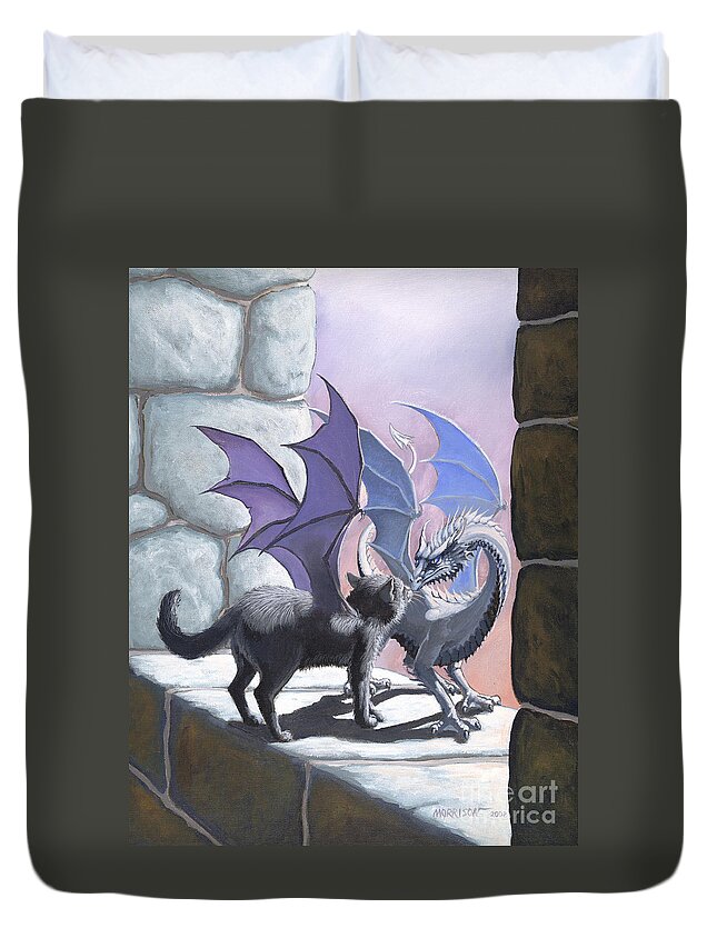 Fantasy Duvet Cover featuring the painting The Meeting by Stanley Morrison