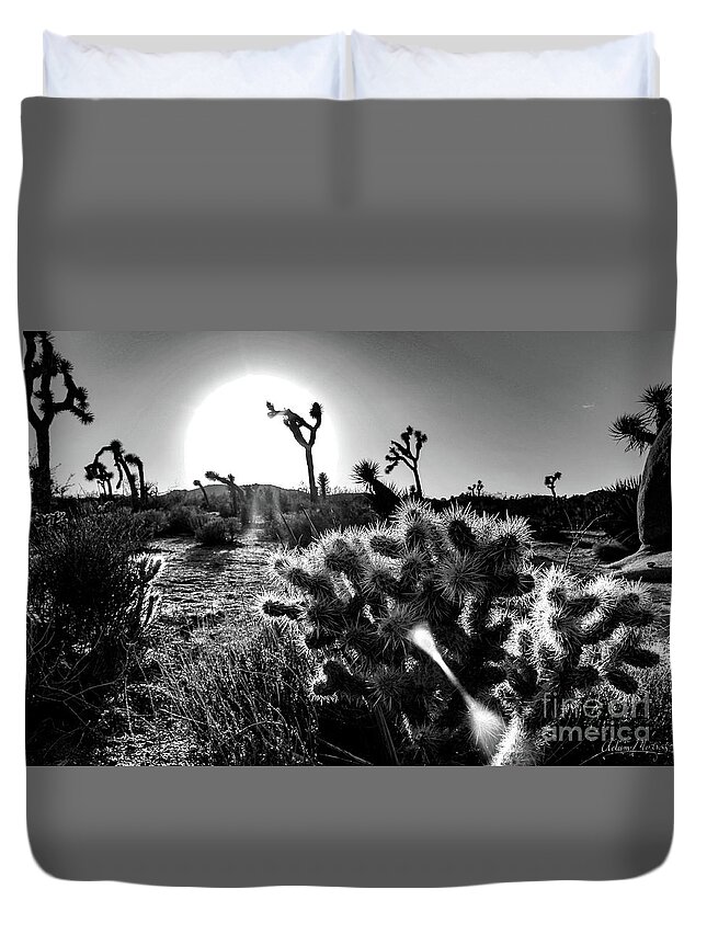 Landscape Duvet Cover featuring the photograph Merciless, Black and White by Adam Morsa