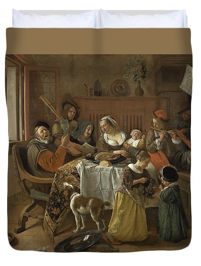 Havicksz Duvet Cover featuring the painting The Merry Family,1668 by Vincent Monozlay