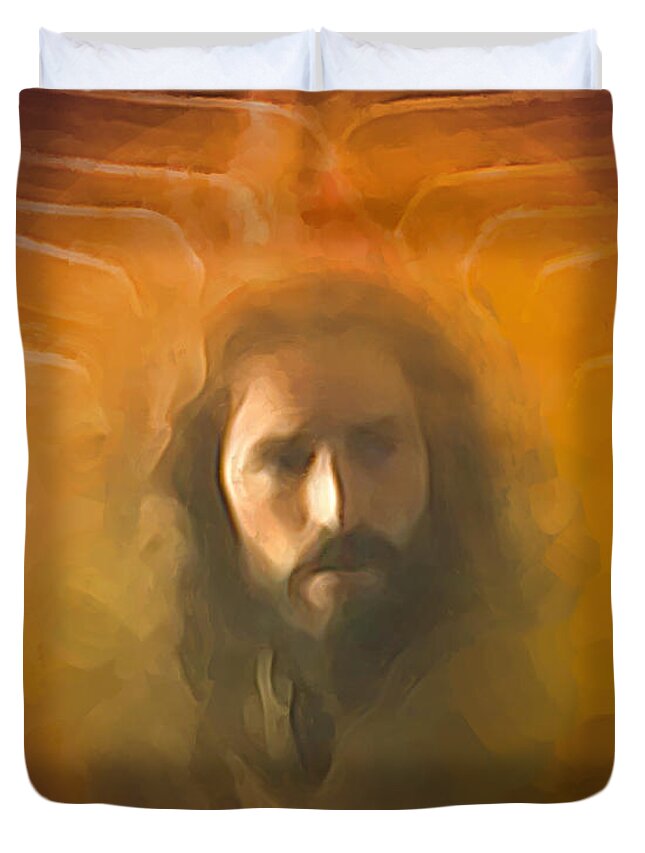 Jesus Duvet Cover featuring the painting The Messiah by Bill McEntee