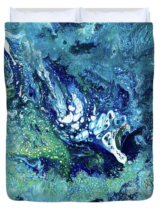 Acrylic Abstract Duvet Cover featuring the painting The Milky Way by Oiyee At Oystudio