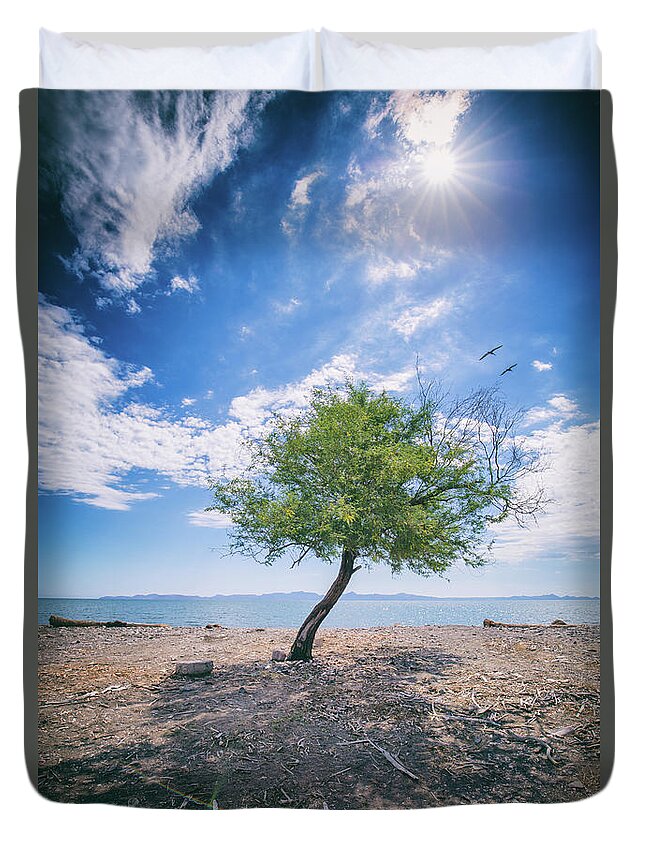 Tree Duvet Cover featuring the photograph The Mirage by Becqi Sherman