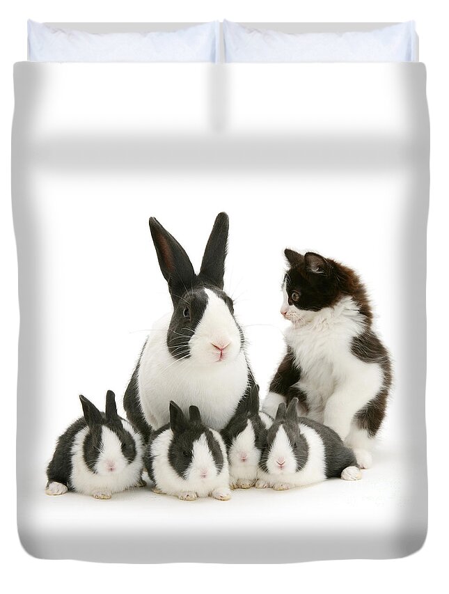 Black And White Duvet Cover featuring the photograph The Misfit by Warren Photographic