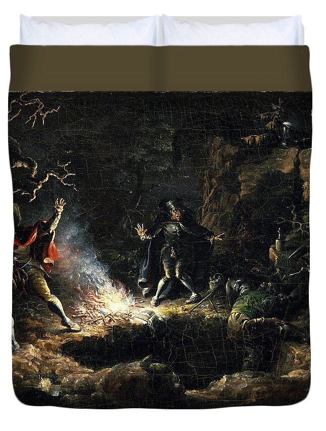 John Quidor Duvet Cover featuring the painting The Money Diggers by John Quidor