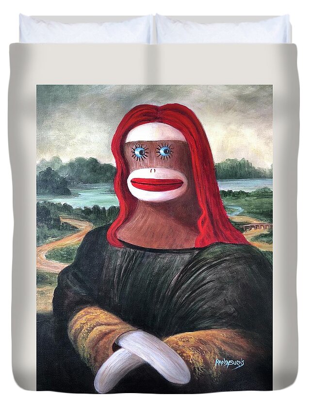 Mona Lisa Duvet Cover featuring the painting The Monkey Lisa by Rand Burns
