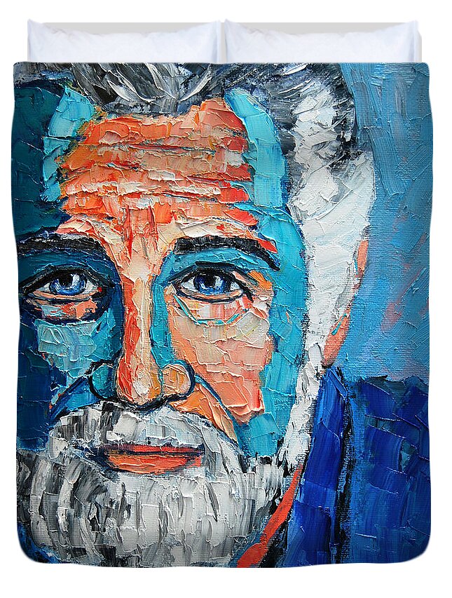 The Duvet Cover featuring the painting The Most Interesting Man In The World by Ana Maria Edulescu