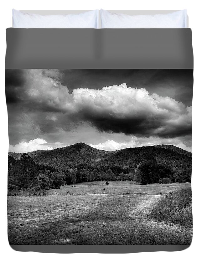 Mountains Duvet Cover featuring the photograph The Mountains of Western North Carolina In Black and White by Greg and Chrystal Mimbs