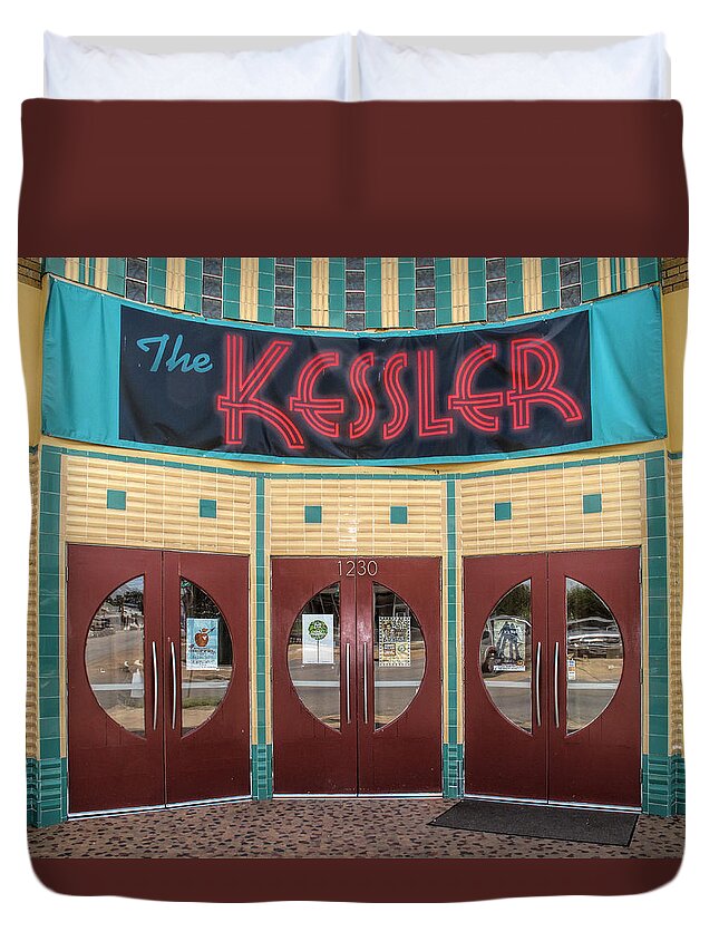 Architecture Duvet Cover featuring the photograph The Movie Theater by David and Carol Kelly