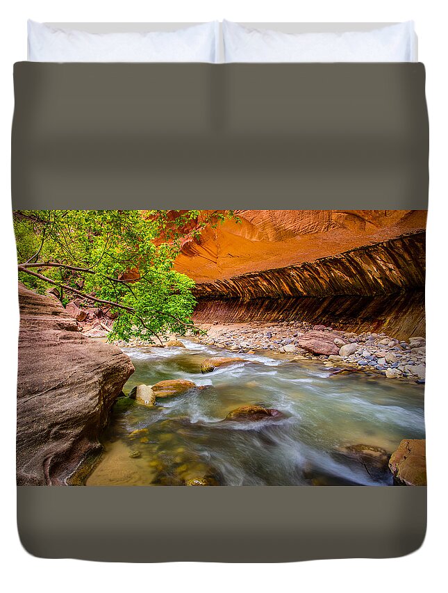 Adventure Duvet Cover featuring the photograph The Narrows Zion National Park by Scott McGuire
