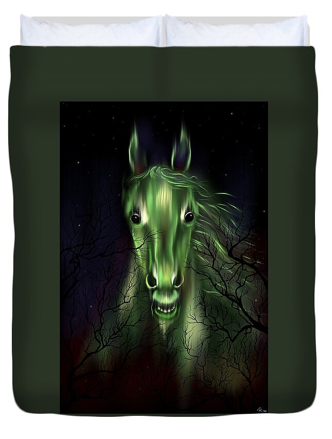 Horse Duvet Cover featuring the digital art The Night Mare by Norman Klein