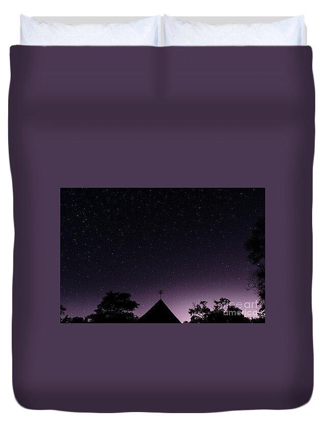 Astro Duvet Cover featuring the photograph The Night Sky, Great Dixter House and Gardens by Perry Rodriguez