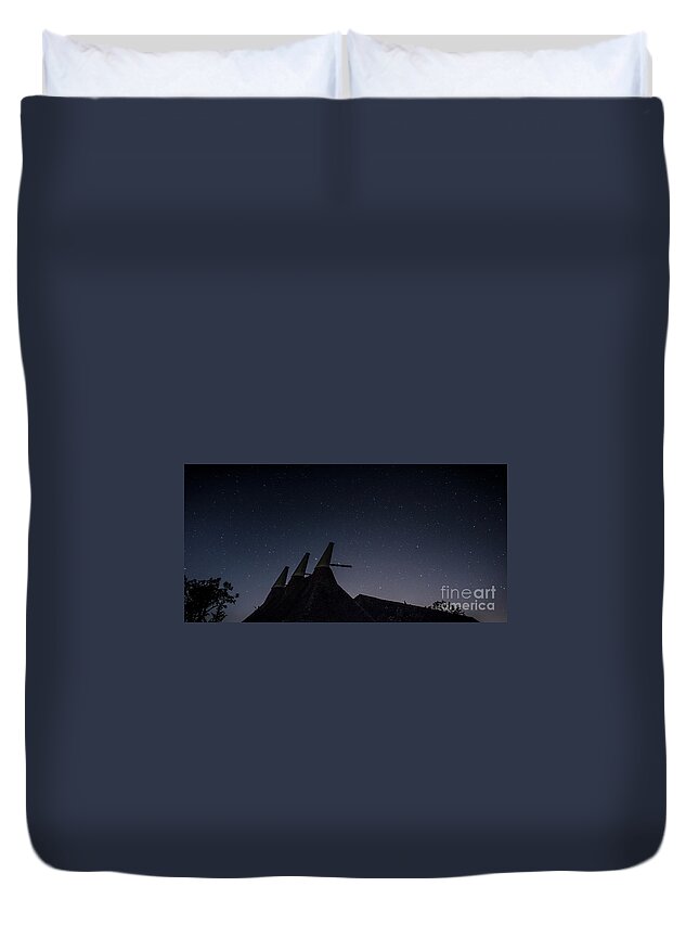Astro Duvet Cover featuring the photograph The Night Sky, Great Dixter Oast and Barn by Perry Rodriguez