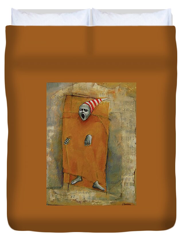 Pain Duvet Cover featuring the painting The Nightmares Seem More Real the Closer You Get to the Truth by Jean Cormier
