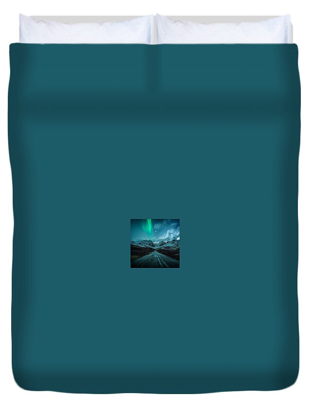 The Northern Lights Duvet Cover featuring the photograph The Northern Lights by Andy Bucaille