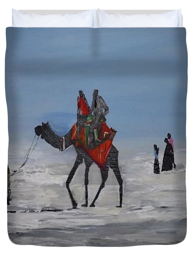 Acrylic Painting Duvet Cover featuring the painting The Odyssey by Denise Morgan