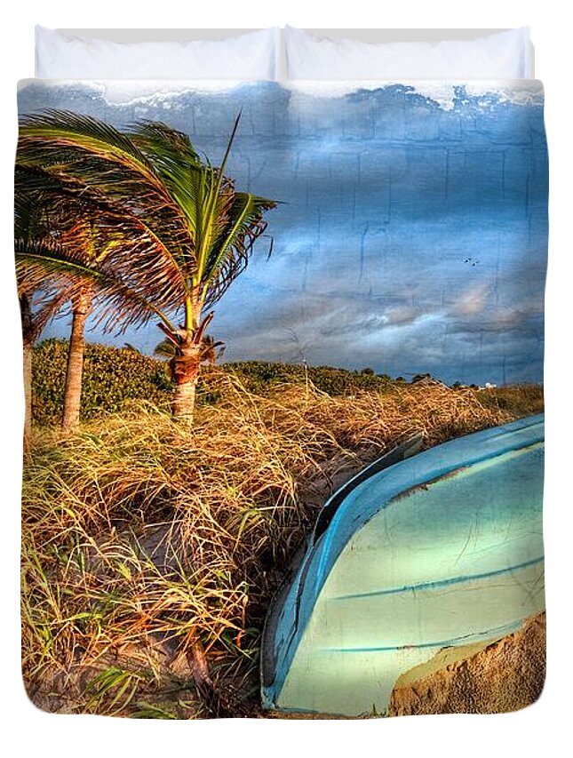 Boats Duvet Cover featuring the photograph The Old Blue Boat by Debra and Dave Vanderlaan
