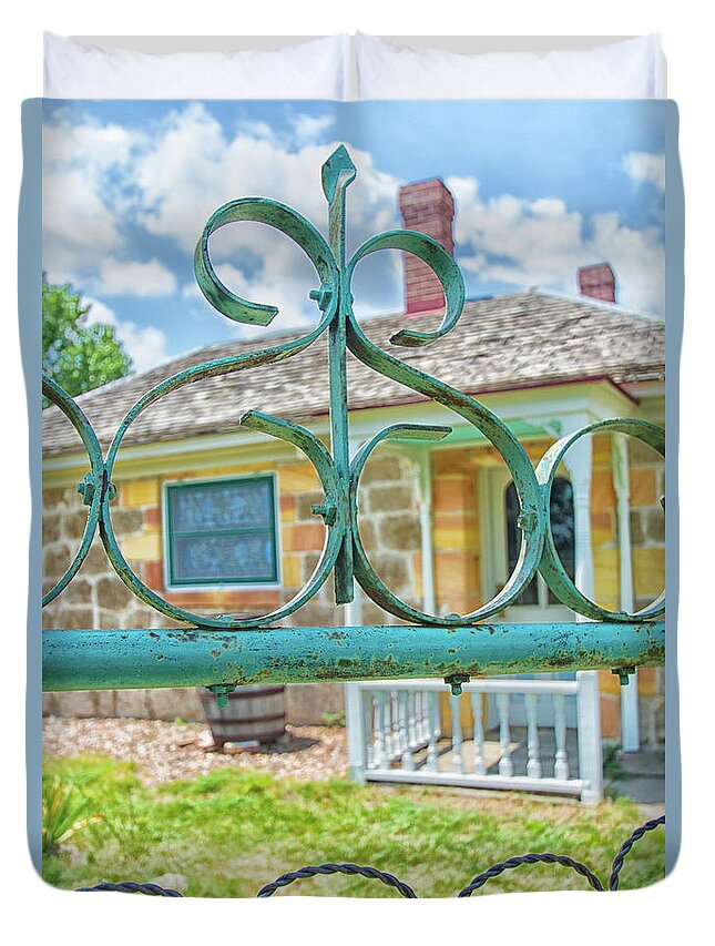 Garden Gate Duvet Cover featuring the photograph The Old Gate by Jolynn Reed