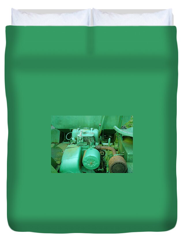 Machine Duvet Cover featuring the photograph The old green dumper by Susan Baker
