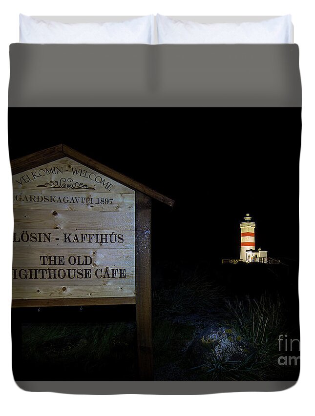  Heritage Museum In Garðskagi Duvet Cover featuring the photograph The Old Lighthouse Cafe Flosin Kaffihus by Rene Triay FineArt Photos