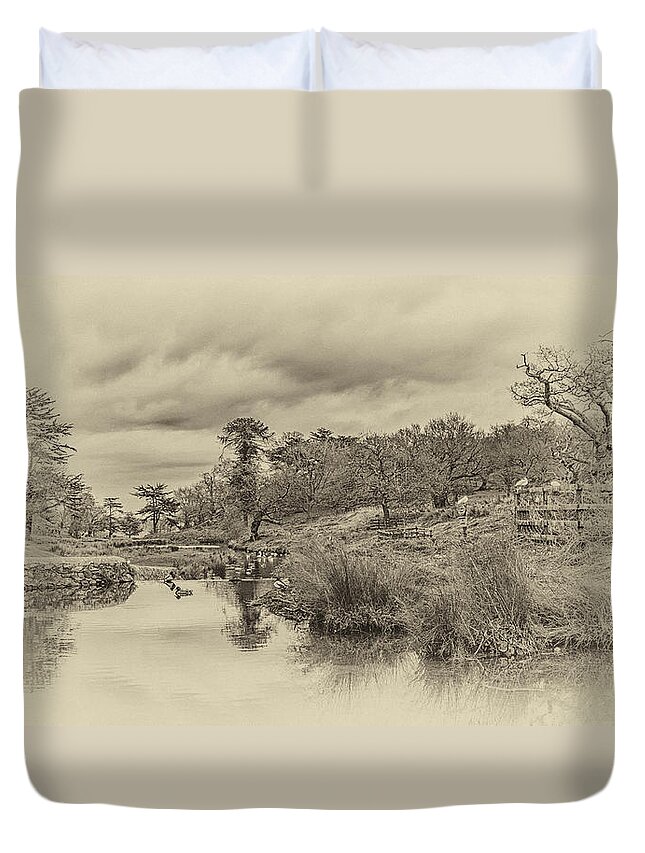 Landscape Duvet Cover featuring the photograph The Old Pond by Nick Bywater