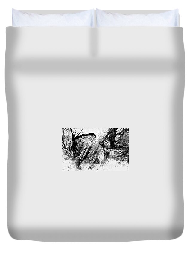 Decay Duvet Cover featuring the photograph The Old Shed by Jim Vance