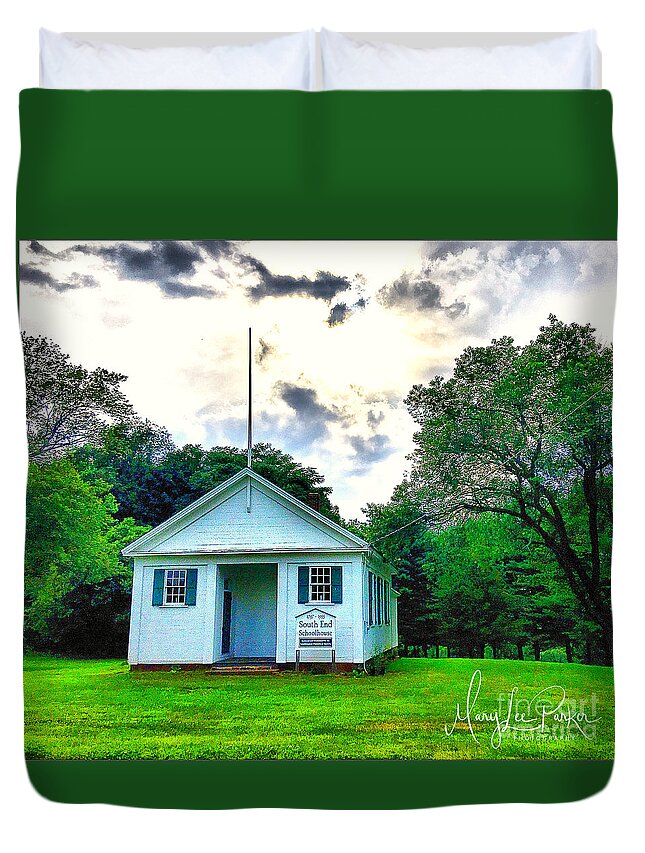 Photograph Duvet Cover featuring the photograph The Old South End Schoolhouse in Southington, Ct by MaryLee Parker