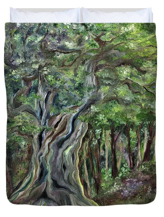 Fairy Tale Duvet Cover featuring the painting The Om Tree by FT McKinstry