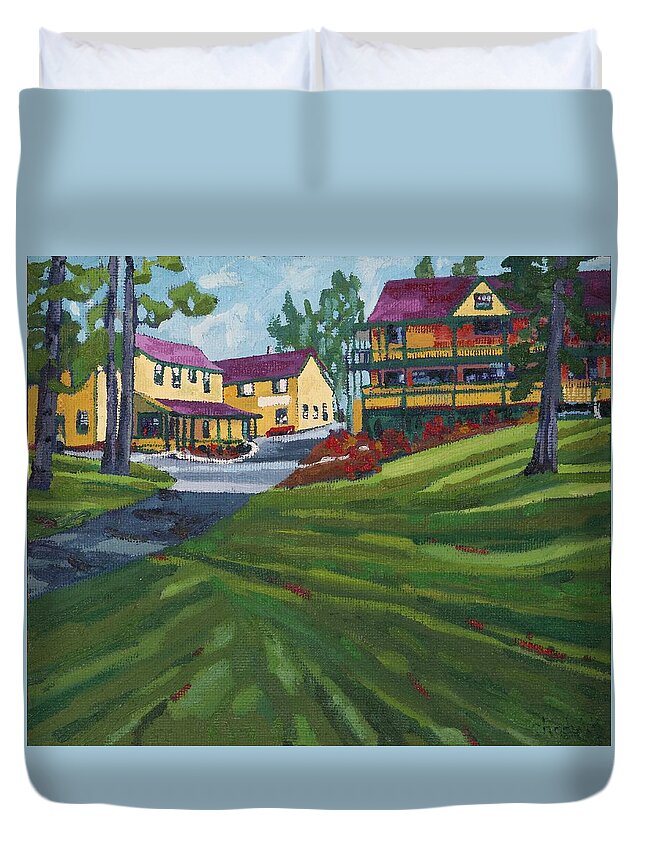 2054 Duvet Cover featuring the painting The Opinicon by Phil Chadwick