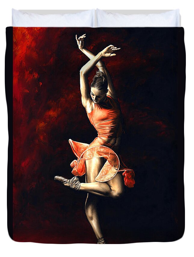 Dancer Duvet Cover featuring the painting The Passion of Dance by Richard Young