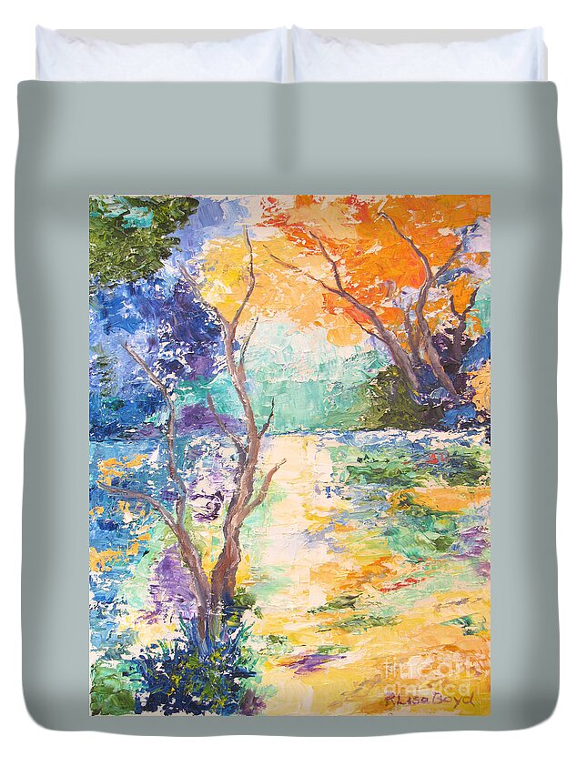 Landscape Duvet Cover featuring the painting The Path by Lisa Boyd