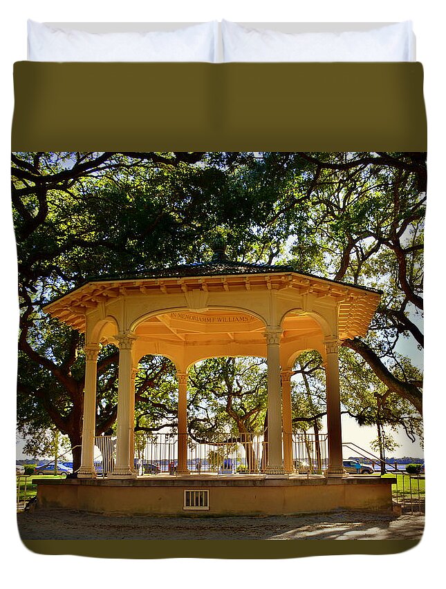 The Pavilion At Battery Park Charleston Sc Duvet Cover featuring the photograph The Pavilion At Battery Park Charleston SC by Lisa Wooten