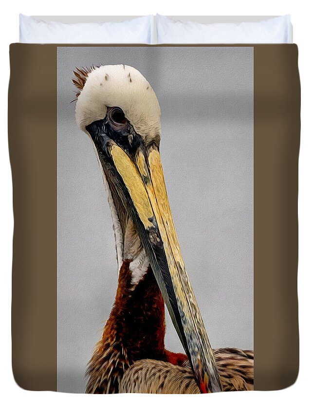 California Duvet Cover featuring the digital art The Pelican by Ernest Echols