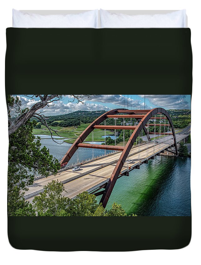 Austin Duvet Cover featuring the photograph The Pennybacker Bridge by G Lamar Yancy