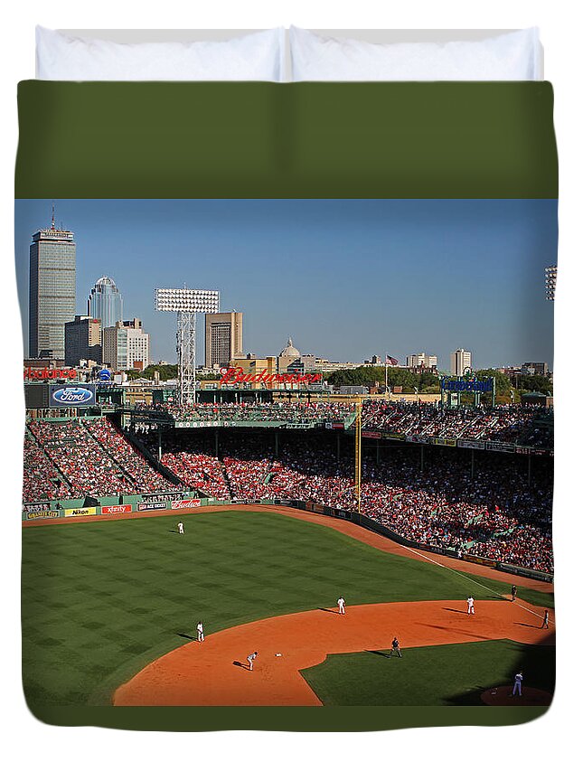 Fenway Park Duvet Cover featuring the photograph The Pesky Pole by Juergen Roth