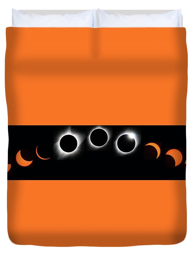 Eclipse Duvet Cover featuring the photograph The Phases of an Eclipse - Curved by Matt Swinden