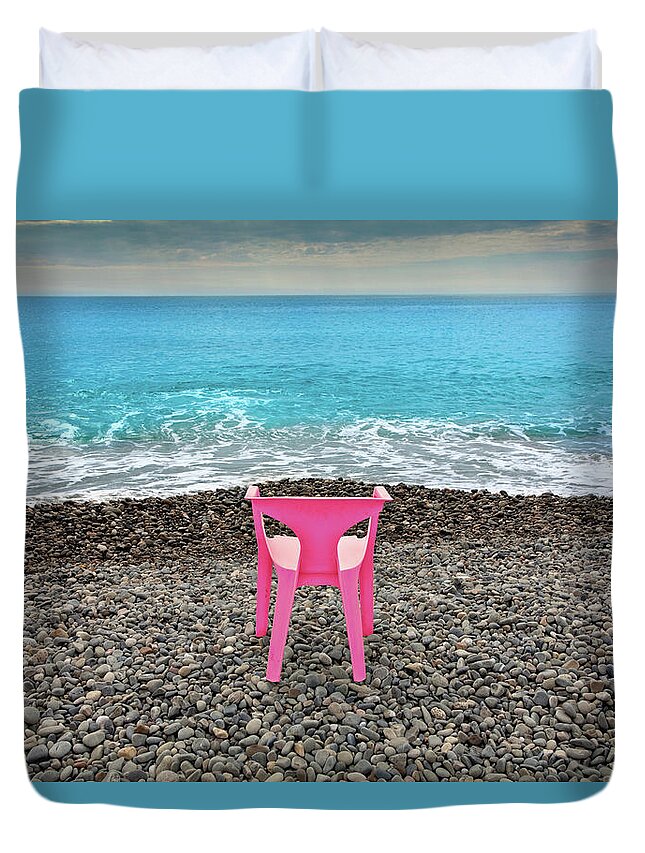  Coast Duvet Cover featuring the photograph The Pink Chair by Al Hurley
