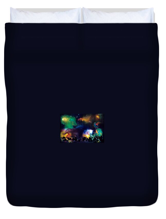 Spiritual Duvet Cover featuring the painting The Plateau of Ancient Dreams by Lee Pantas