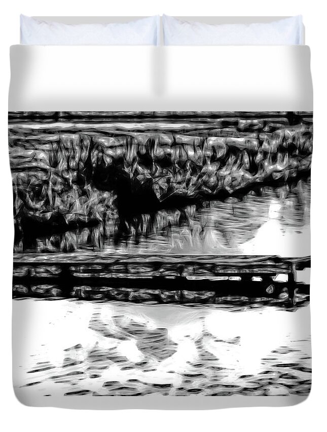 Dock Duvet Cover featuring the photograph The Pond Dock by Gina O'Brien
