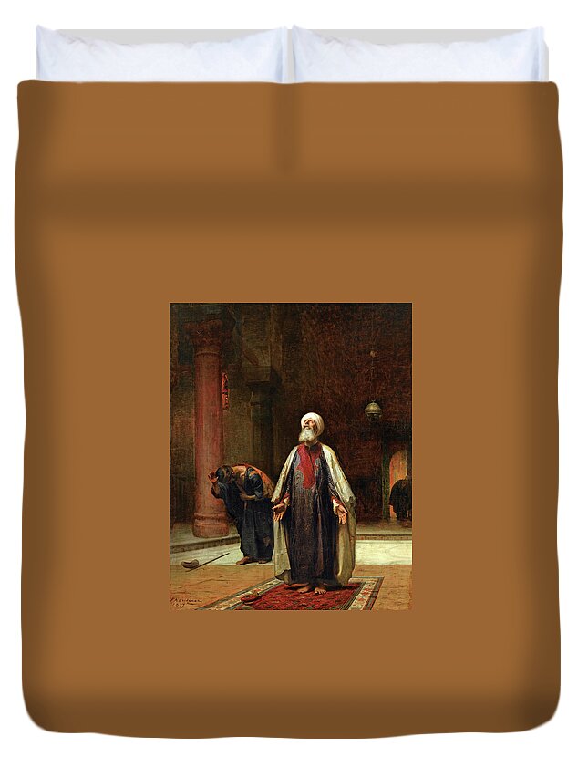 Frederick Arthur Bridgman Duvet Cover featuring the painting The Prayer by Frederick Arthur Bridgman